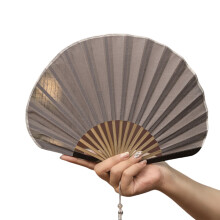Été essentiel coton lin pliable coquille ventilateur-Gris foncé