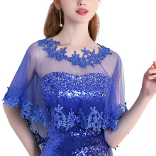 Capelet de mariée en dentelle élégante, pull-over, châle-Bleu