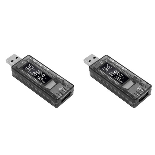2X USB-Tester Stroomspanning Ladercapaciteitstester Voltmeterdisplay USB-Stroomspanningstestkaartadapter 1
