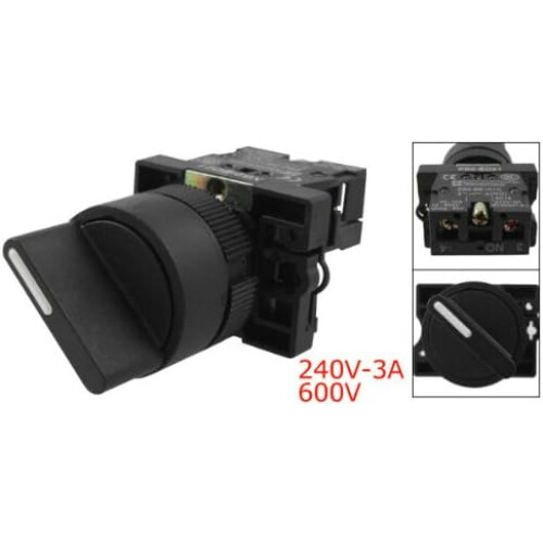 On/Off Two 2 Position Rotary Select Selector Switch 1 NO 10A 600V AC XB2-ED21 1