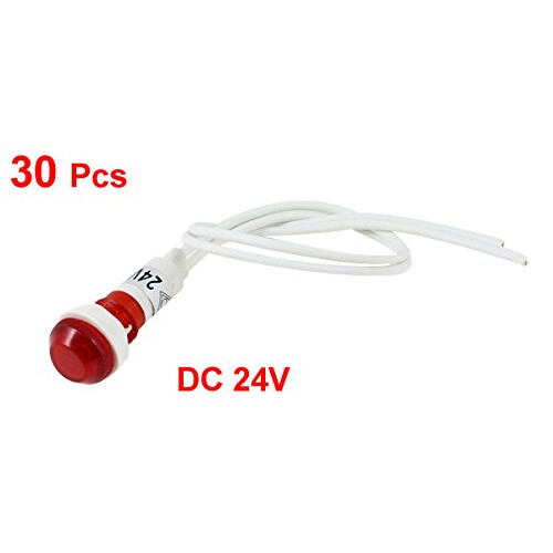 30 Pcs 10 mm Mounted Hole Red Indicator Pilot Light Lamp DC 24V 2