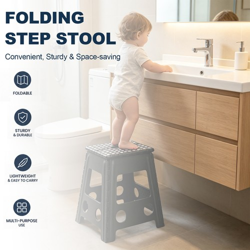 Folding Step Stool 15in Non Slip Multi Purpose Home Kitchen Foldable Stool 150KG 2