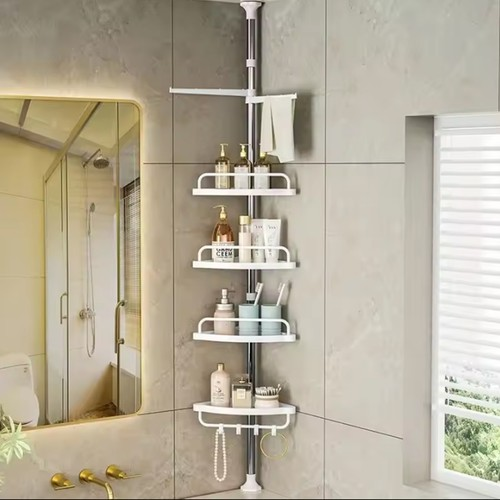 4 Tier Telescopic Bathroom Wall Corner Shelf Rack Shower Caddy Storage Organizer 2