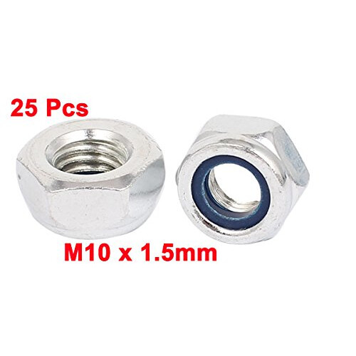 M10 x 1.5mm Zinc Plated Self-Locking Nylon Insert Hex Lock Nuts 25pcs 2