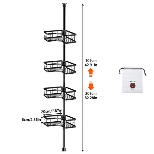 4 Tier Telescopic Bathroom Shower Caddy Wall Corner Shelf Rack Storage Organizer 1