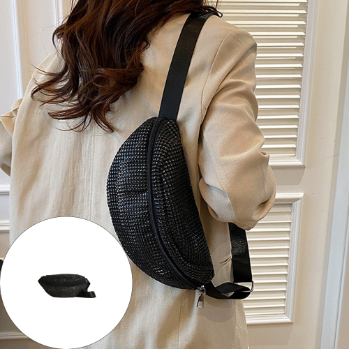 Sac à bandoulière avec strass scintillants, sangle-Argent 1