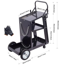 Welding Cart 3 Tier Trolley Chains Plasma Cutter Mig Arc Tig Welder 80kg Storage