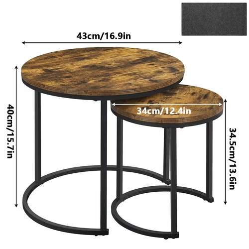 Nesting Coffee Tables Set of 2 Round Stacking Sofa Side Tables for Living Room 1