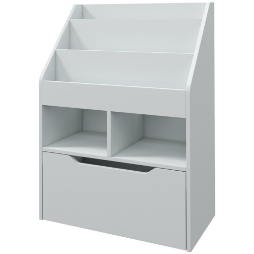 Kids Bookshelf with Drawer and Storage Compartments Grey 1