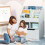 Kids Bookshelf with Drawer and Storage Compartments Grey 3