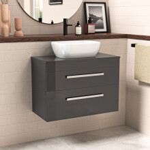 Wall Hung 800mm Anthracite Cabinet With Basin and Worktop