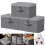 3PCS Large Foldable Canvas Storage Boxes Folding Fabric Clothes Baskets with Lid 4