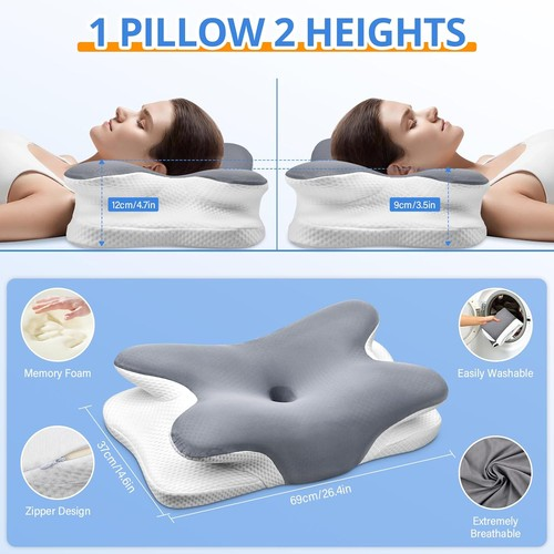 Ergonomic Memory Foam Pillow for Neck Shoulder Pain Relief Sleeping Side Sleeper 1