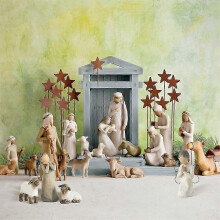 (Manger) Nativity Figures Statue Willow Tree Nativity Scene Figures Sculpted Hand-Painted Religious Ornament Home Decor Christmas Gifts