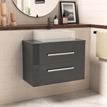 Wall Hung 800mm 2 Drawer Cabinet With 800mm Anthracite Worktop