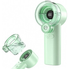 (Green) 2-in-1 Handheld Misting Fan, Portable Water Spray Fan Rechargeable with 5 Speeds & LED Display, Personal Mini Cooling Fan