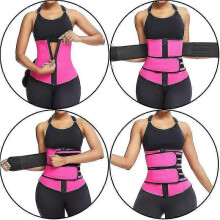 (S, Rose Red) New Waist Trimmer Belt Women Sauna Suit Sweat Wrap Trainer Slimming Cincher Body Shaper