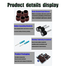 100Pcs Sanding Drum Set - 80 Grit Aluminum Oxide Sander Sleeves Kit with 3 Pc 1/8 Inch Mandrels for Rotary Tools