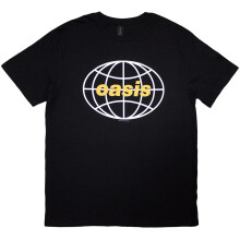 (S, Black) Oasis Unisex Adult Globe Logo T-Shirt