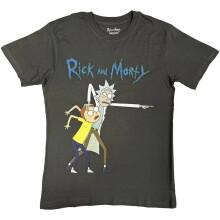 (S, Charcoal Grey) Rick And Morty Unisex Adult Grab And Point T-Shirt