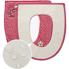 (Rose) New Washable thickened warm toilet seat with handle and zipper