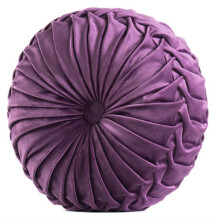 Rond sierkussen, 38 x 38 cm, pompoenkleurig fluwelen kussen voor bank, bed, stoel, vloer, auto, paars