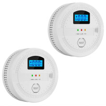 2-delige rook- en koolmonoxidemeldercombinatie, batterijgevoed foto-elektrisch CO-alarm met lcd-display en mute-knop.