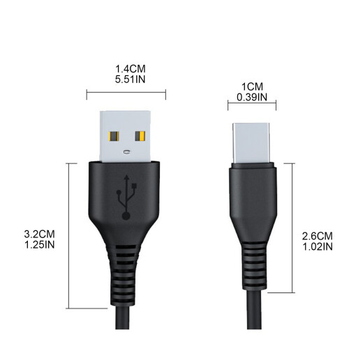 2 in 1 Micro USB C Cable Type C Cables Fast Charge-1m Black 2