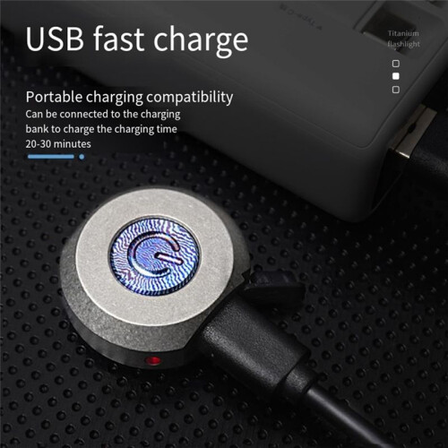 Titanium Alloy Flashlight Light Rechargeable Bright Portable with Magnet Lighting Outdoor Camping 1