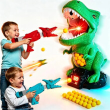 Dinosaurskydelegetøjspistol med spray og LCD-score, udendørs konkurrencespil til børn i alderen 3+ år