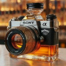 300 ml-es whiskys dekanter, 3D kamerával formázott, kézzel készített üvegfigura, különleges borosüveg-szobor
