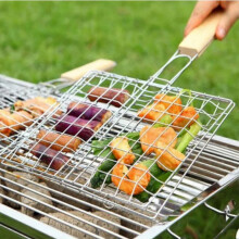 Collapsible Stainless Steel Grill Basket for Home Barbecue, Durable BBQ Tool, 25 cm, Rust Resistant