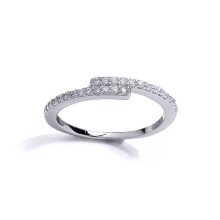 (A) Jewelco London Girls Sterling Silver Cubic Zirconia Off Set Crossover Eternity Ring - GVR15K