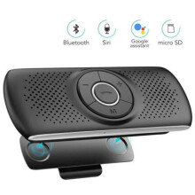 Bluetooth 5.0 Hands-Free Kit, Black, Automatic Reconnection, Compatible with iOS and Android