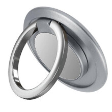 Silver Universal Magnetic Finger Ring Holder for Smartphones, Rotating Kickstand, Secure Grip, Anti-Slip Stand