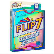 Flip 7 kortspill, kompakt familiestrategispill med 94 kort, engelske regler, raskt å lære