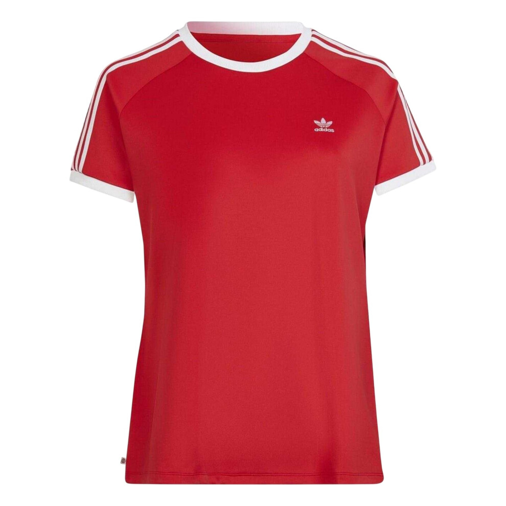 Adidas (28 Uk - 30 Uk, Red) Womens/Ladies 3 Stripes Slim T-Shirt