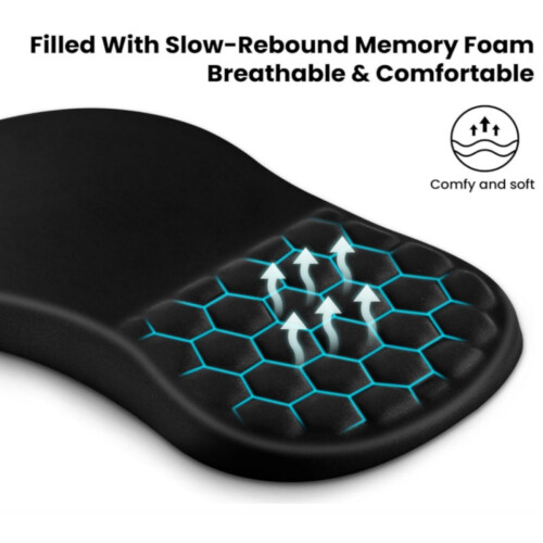 Εργονομικό Mouse Pad με στήριγμα καρπού μασάζ, λεία επιφάνεια Lycra και αντιολισθ 1