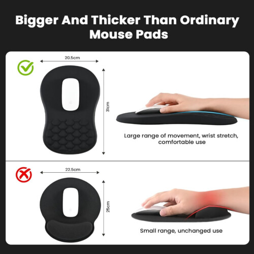 Εργονομικό Mouse Pad με στήριγμα καρπού μασάζ, λεία επιφάνεια Lycra και αντιολισθ 2