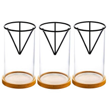 Kits de Cultivo de Árvore de Abacate com 3 Pacotes, Vaso de Sementes de Abacate de Vidro com Suporte Triangular e Base de Bambu, Vaso de Planta