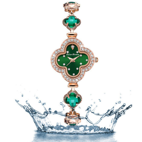 Κομψό γυναικείο σετ ρολογιών Clover Quartz με ασορτί δαχτυλίδι και βραχιόλι, σετ δ 1