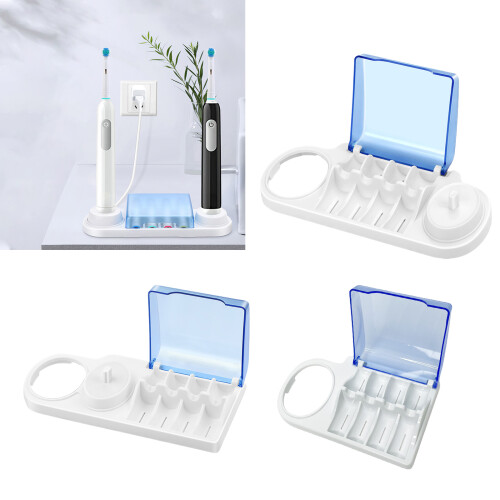 Support de tête de brosse à dents élégant avec couvercle bleu,-C 2