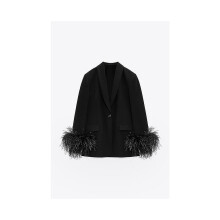 (black, L) Women's Long Sleeve Open Front Blazer Casual Work Office Jacket-yujia