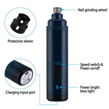 Electric Pet Nail Grinder, Ultra Quiet 2 Speed Rechargeable Trimmer, Painless Dog Grooming Tool for Home Use, Blue