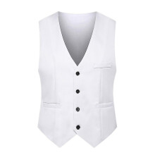 (White) Mens Single Breasted Vest Suit Slim Fit Waistcoat Outwear