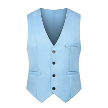 (Sky Blue) Mens Single Breasted Vest Suit Slim Fit Waistcoat Outwear