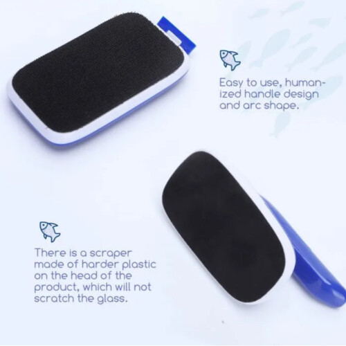 Aquarium Glass Cleaner Magnetic Algae Scraper Brush for Fish Tanks, Large, Durable Handheld Tool 2