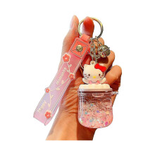 Cartoon Creative Liquid Quicksand Floating Lucky Bottle Keychain Keyrings,cute Girl And Women Gift.