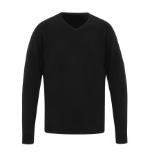 (M, Black) Premier Mens Essential Acrylic V-Neck Sweater