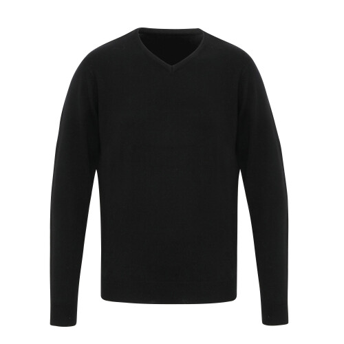 (M, Black) Premier Mens Essential Acrylic V-Neck Sweater